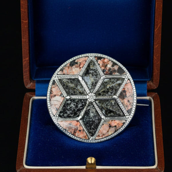 Antique Victorian Scottish Aberdeen Granite Brooch Pendant