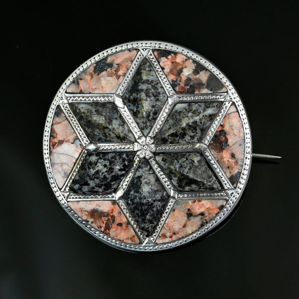 Antique Victorian Scottish Aberdeen Granite Brooch Pendant