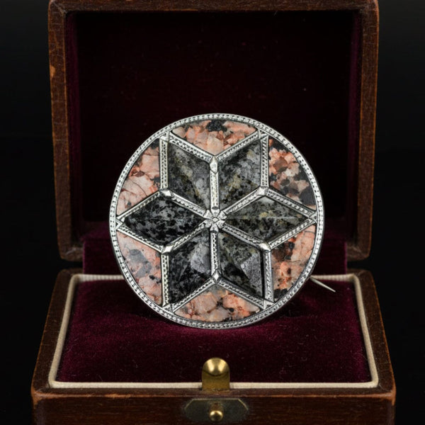 Antique Victorian Scottish Aberdeen Granite Brooch Pendant