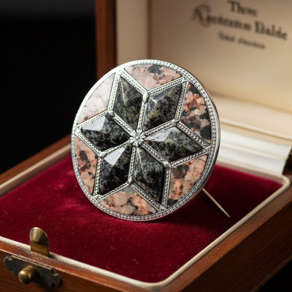 Antique Victorian Scottish Aberdeen Granite Brooch Pendant