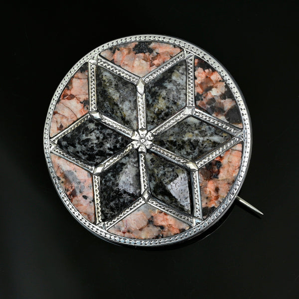 Antique Victorian Scottish Aberdeen Granite Brooch Pendant