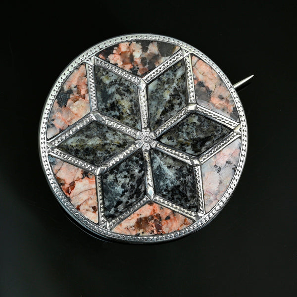 Antique Victorian Scottish Aberdeen Granite Brooch Pendant