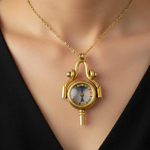 Antique 18K Gold Swivel Watch Key Compass Pendant - Boylerpf
