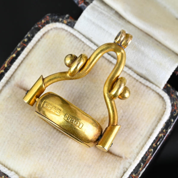 Antique 18K Gold Swivel Watch Key Compass Pendant - Boylerpf