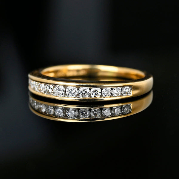 Vintage 14K Gold Half Eternity Diamond Wedding Ring Band - Boylerpf