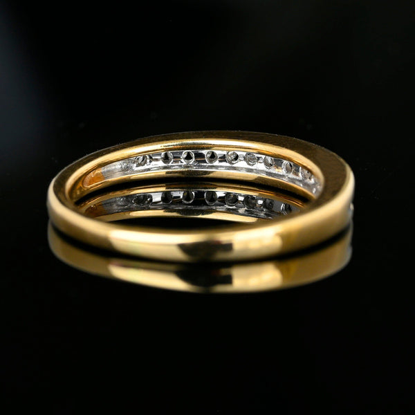 Vintage 14K Gold Half Eternity Diamond Wedding Ring Band - Boylerpf