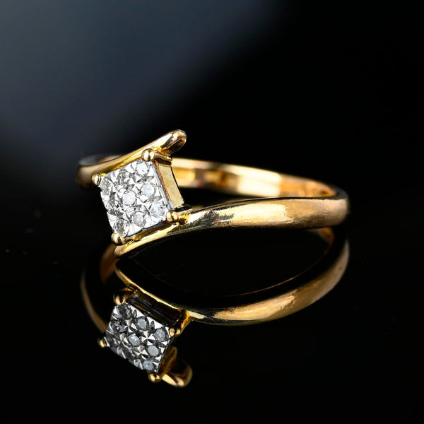 Vintage English Gold Diamond Bypass Ring - Boylerpf