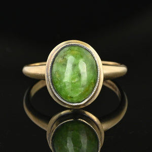 Vintage Oval Cabochon Green Serpentine Ring in Gold - Boylerpf