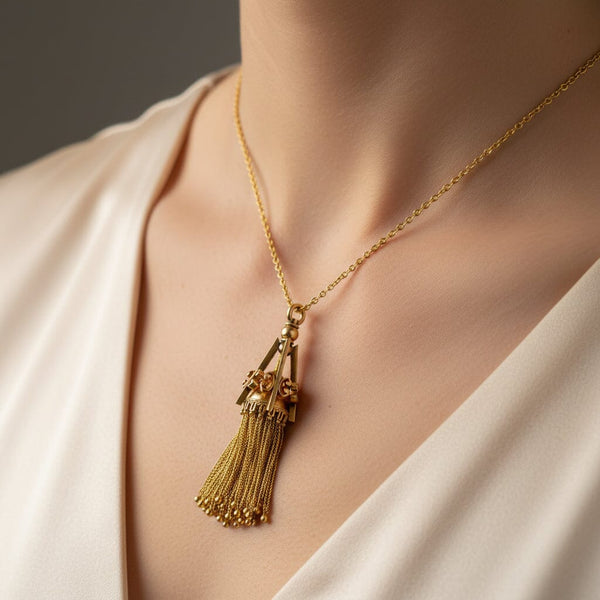 Antique Victorian 14K Gold Foxtail Tassel Pendant