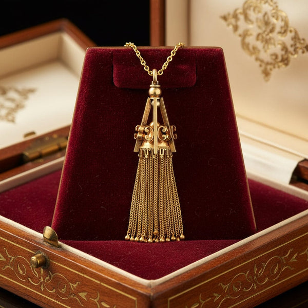 Antique Victorian 14K Gold Foxtail Tassel Pendant
