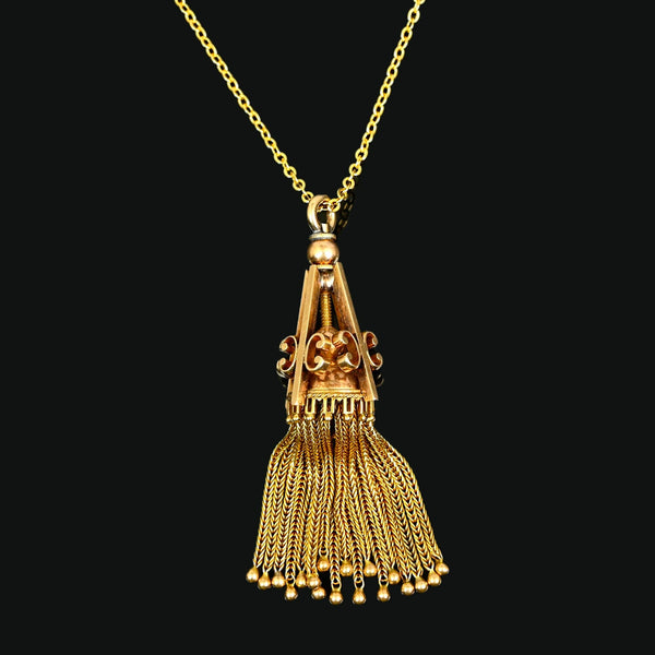 Antique Victorian 14K Gold Foxtail Tassel Pendant