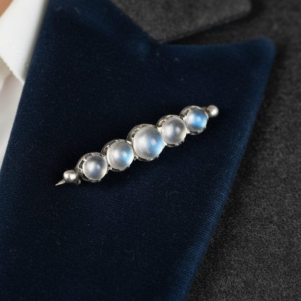 Antique Victorian Silver Cabochon Moonstone Brooch