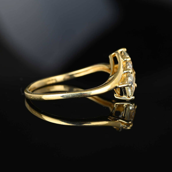 Vintage Gold Bypass Green Natural Csarite Ring - Boylerpf