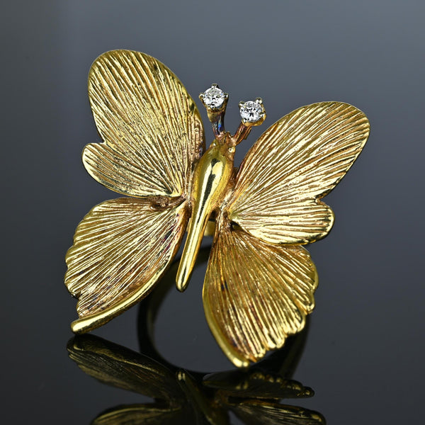 Yellow gold butterfly on sale ring