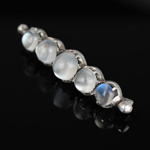 Antique Victorian Silver Cabochon Moonstone Brooch