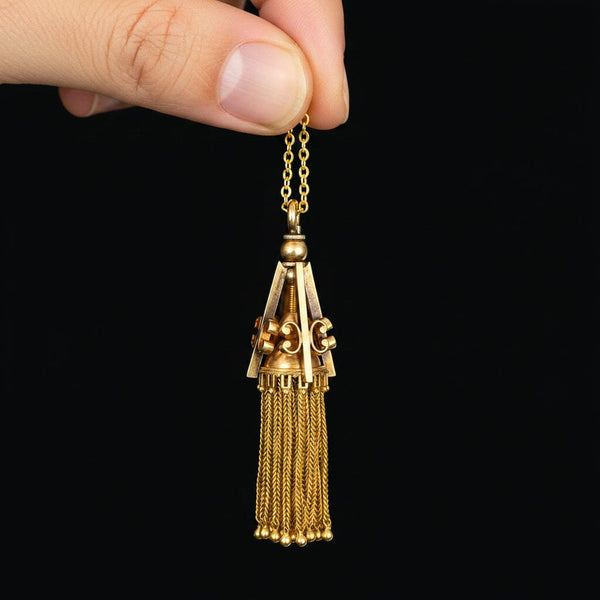 Antique Victorian 14K Gold Foxtail Tassel Pendant