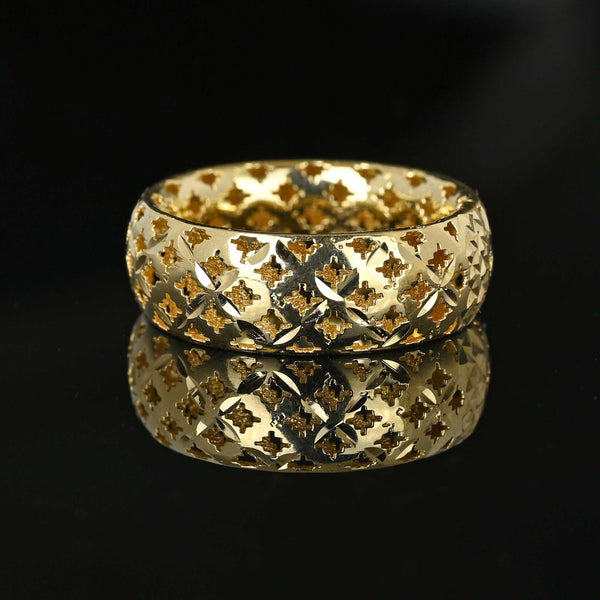 Vintage Wide Pierced 14K Gold Italian Band Ring - Boylerpf