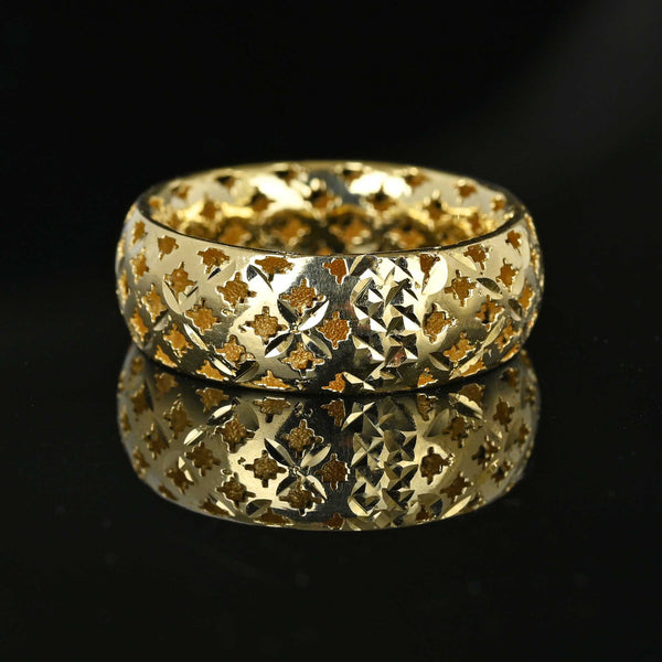 Vintage Wide Pierced 14K Gold Italian Band Ring - Boylerpf