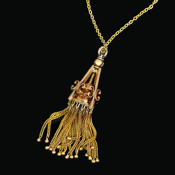 Antique Victorian 14K Gold Foxtail Tassel Pendant