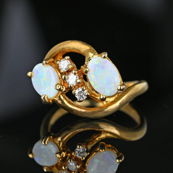 14K Gold Bypass Diamond Toi Et Moi Opal Cocktail Ring - Boylerpf