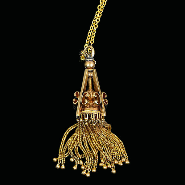 Antique Victorian 14K Gold Foxtail Tassel Pendant