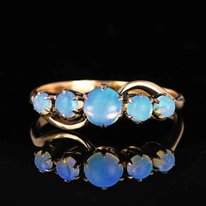 Antique Victorian 10K Gold Five Stone Opal Ring - Boylerpf