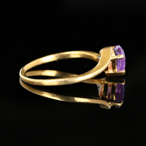 Vintage 14K Gold Bypass Diamond Amethyst Heart Ring - Boylerpf