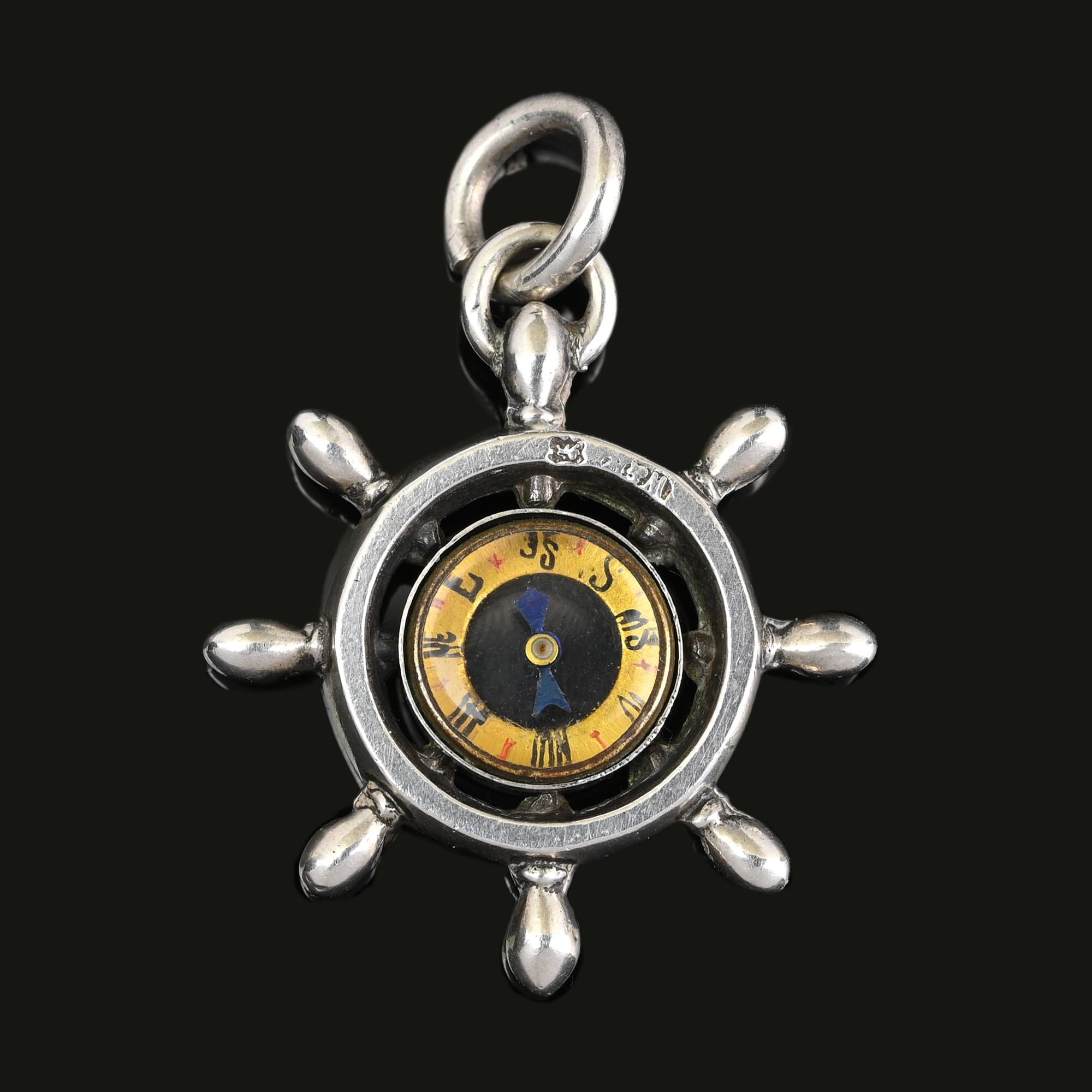 Antique Silver Ships Wheel Working Compass Pendant – Boylerpf