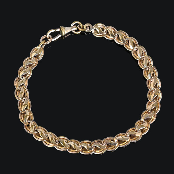 Antique French Rolled Gold Fancy Link Watch Chain Bracelet - Boylerpf