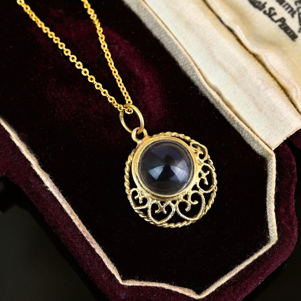 Art Deco 9K Gold Filigree Rock Crystal Pools of Light Pendant - Boylerpf