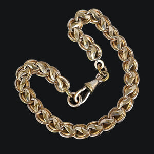 Antique French Rolled Gold Fancy Link Watch Chain Bracelet - Boylerpf