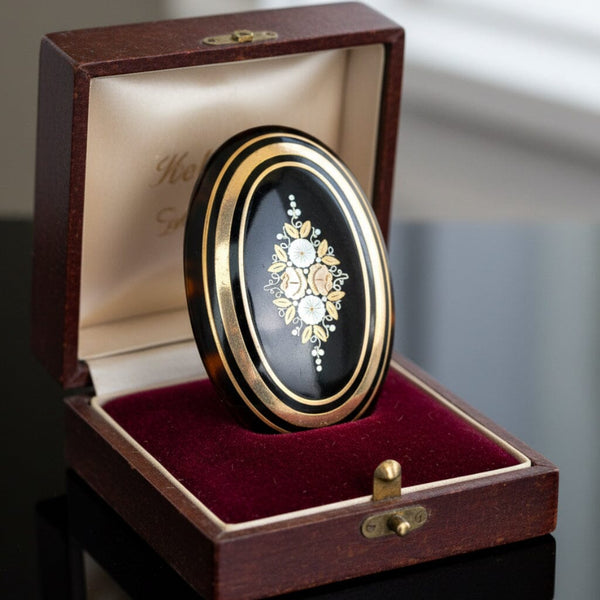 Victorian Pique Brooch, Gold Silver Floral Antique Pin