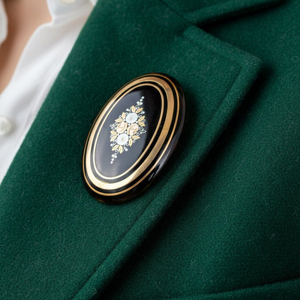 Victorian Pique Brooch, Gold Silver Floral Antique Pin