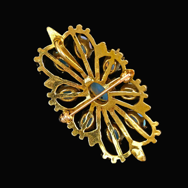 Vintage Opal Pendant Brooch 14K Gold Edwardian Style