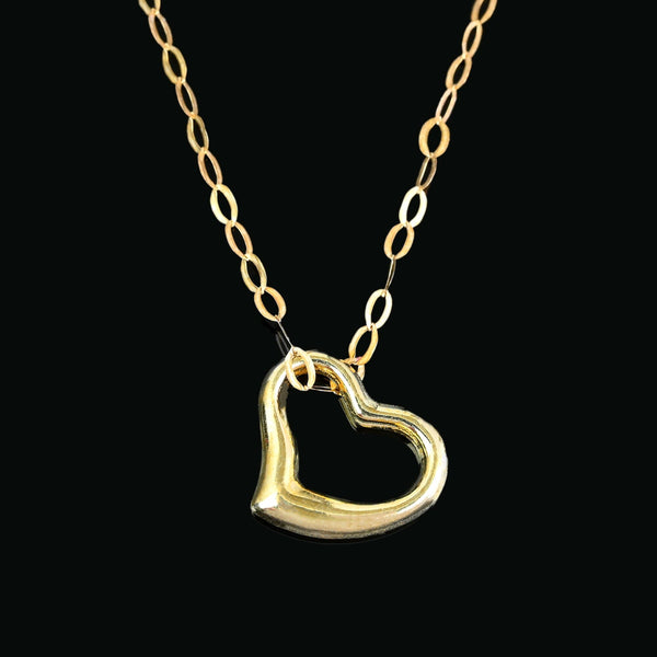 Vintage Tiffany Style 9K Gold Heart Pendant Necklace – Boylerpf