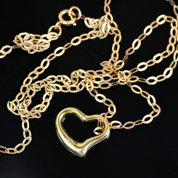Vintage Tiffany Style 9K Gold Heart Pendant Necklace – Boylerpf