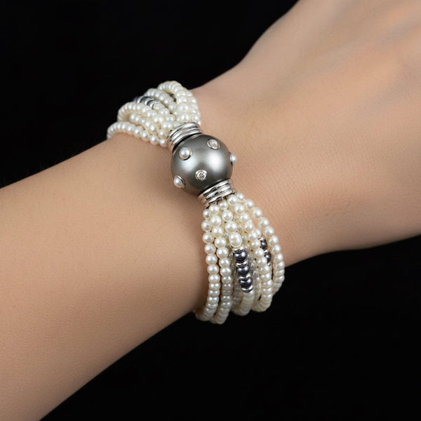 Vintage French 18K Pearl Convertible Necklace Bracelet