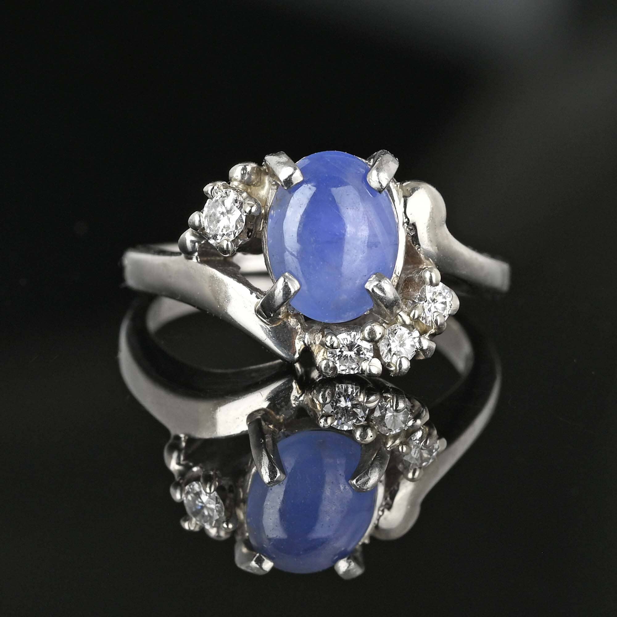 Vintage 14K White Gold Diamond Star Sapphire Ring – Boylerpf