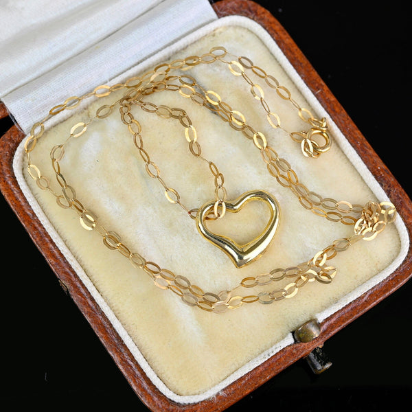 Vintage Tiffany Style 9K Gold Heart Pendant Necklace – Boylerpf