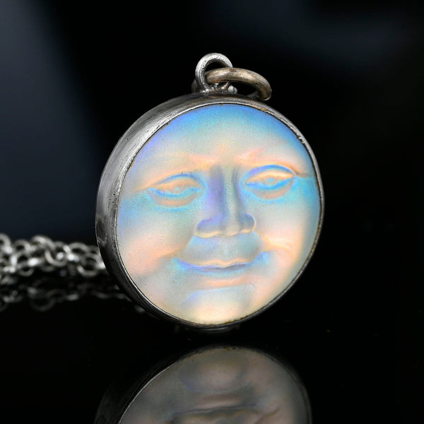 Iridescent Quartz Man In The Moon Pendant Necklace - Boylerpf