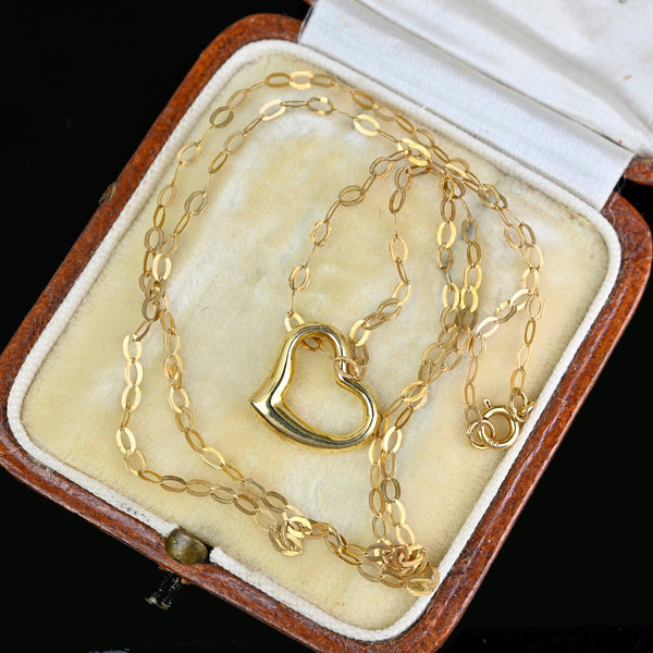 Vintage Tiffany Style 9K Gold Heart Pendant Necklace – Boylerpf