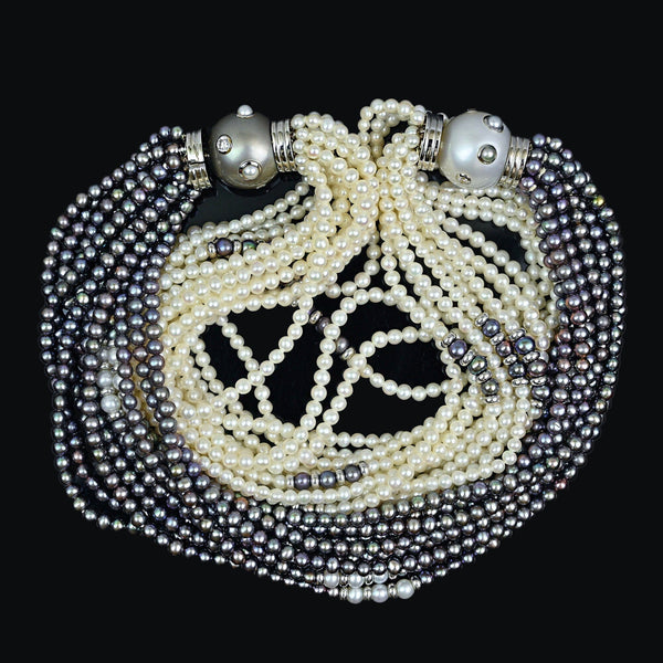 Vintage French 18K Pearl Convertible Necklace Bracelet