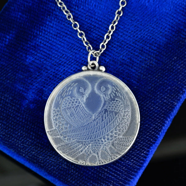 Lalique Style Frosted Crystal Lovebird Pendant Necklace – Boylerpf