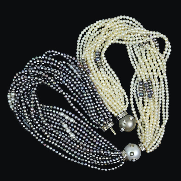 Vintage French 18K Pearl Convertible Necklace Bracelet
