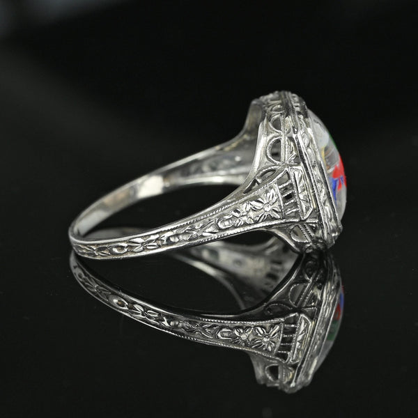 14K White Gold Filigree Essex Crystal Masonic OES Star Ring - Boylerpf