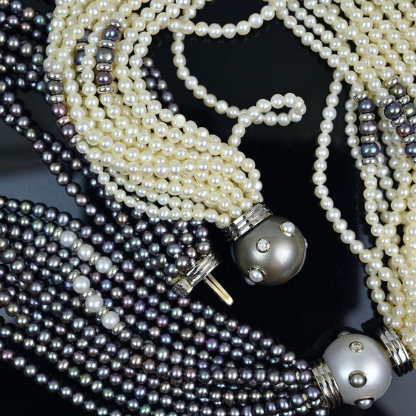 Vintage French 18K Pearl Convertible Necklace Bracelet
