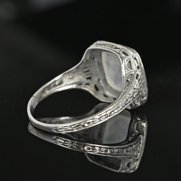 14K White Gold Filigree Essex Crystal Masonic OES Star Ring - Boylerpf