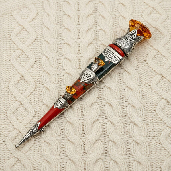 Antique Victorian Scottish Dirk Kilt Pin Brooch Silver