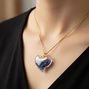 Vintage Glass Witch’s Heart Sapphire Shaker Pendant - Boylerpf