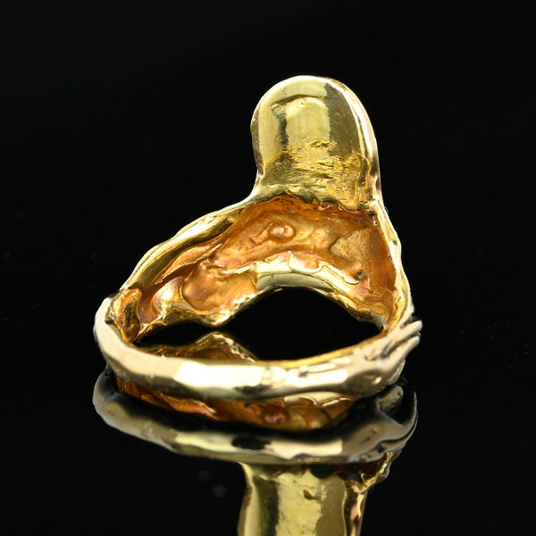 Vintage 14K Gold Turquoise Ring Abstract One of a Kind